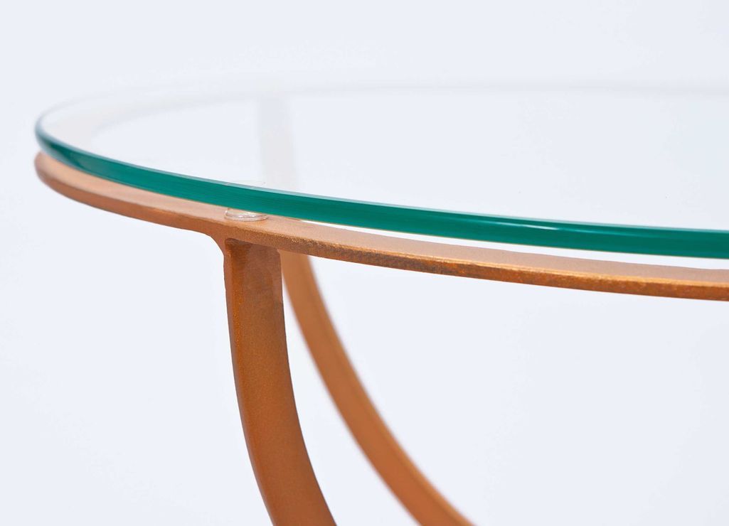 Table d'appoint ronde verre et pieds métal cuivre Sophan - Photo n°2