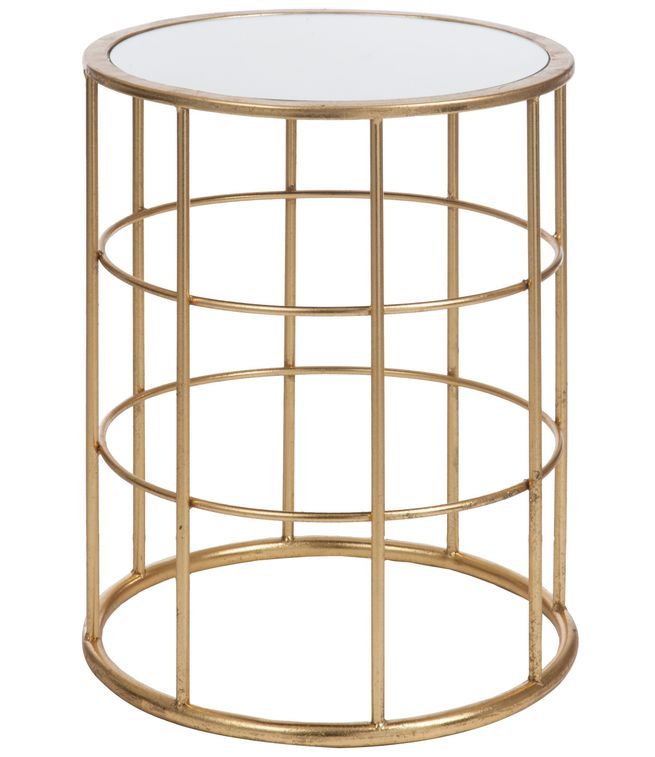 Table d'appoint ronde verre et pieds métal doré Arya D 40 cm - Photo n°1