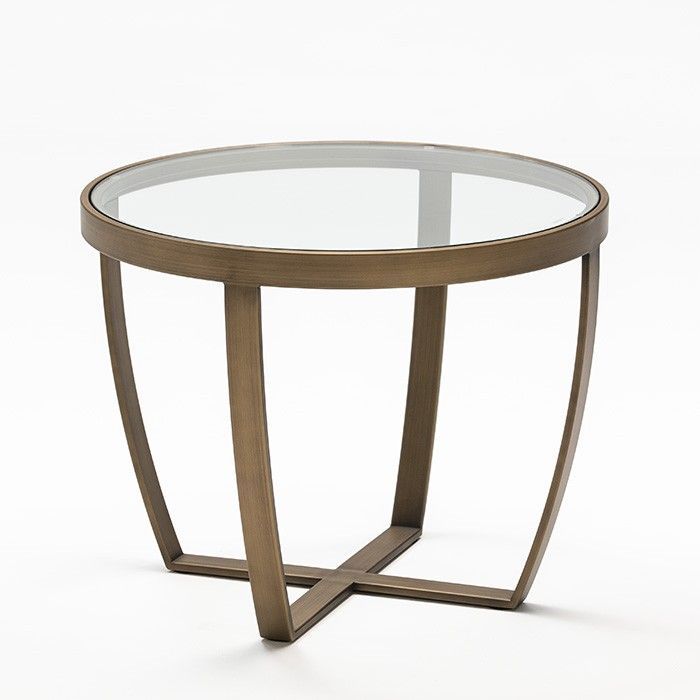 Table d'appoint ronde verre trempé et métal bronze Kili - Photo n°1