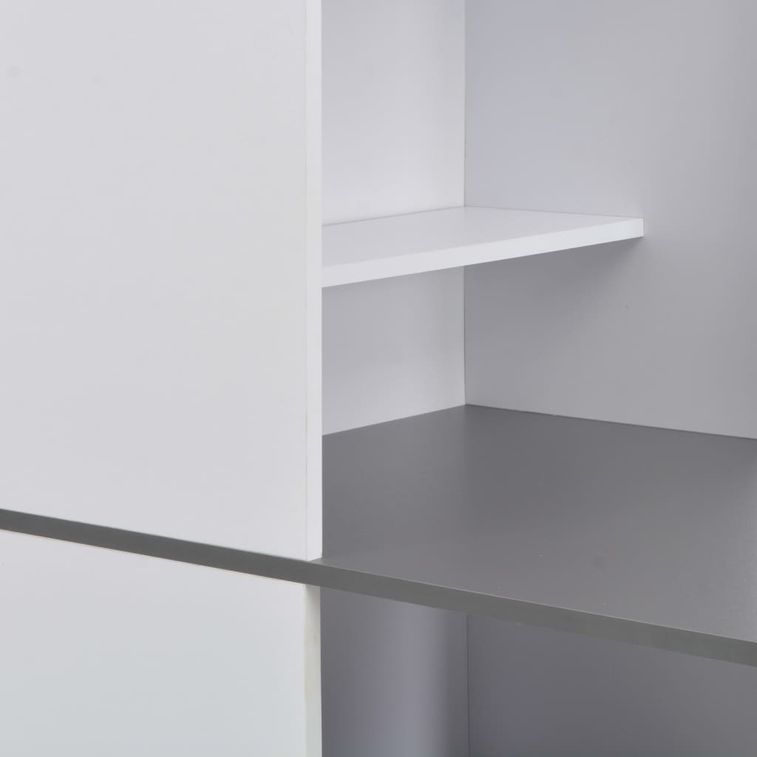 Table de bar avec armoire de rangement gris et blanc Klarys - Photo n°2
