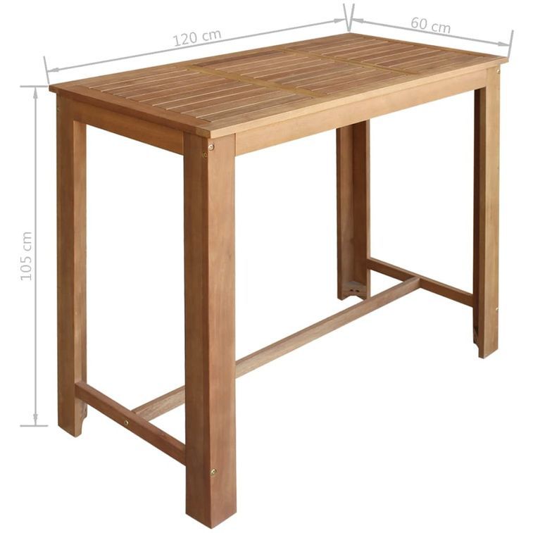 Table haute de bar bois d'acacia massif finition à l'huile Skan 120 - Photo n°5