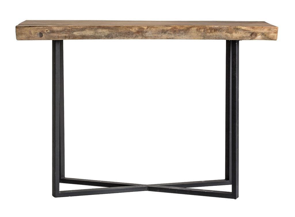 Table de bar bois massif clair et pieds métal noir Kersi - Photo n°1