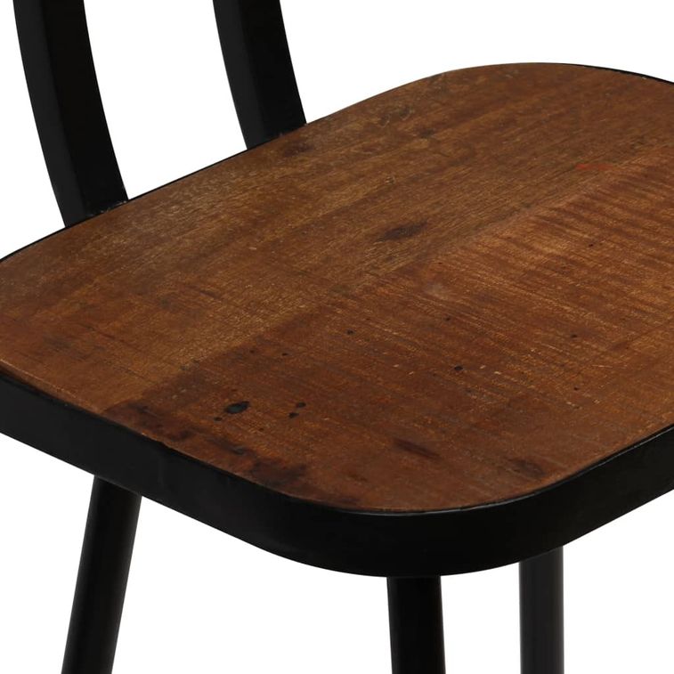 Table de bar carré bois recyclé massif et 2 tabourets vintage - Photo n°8
