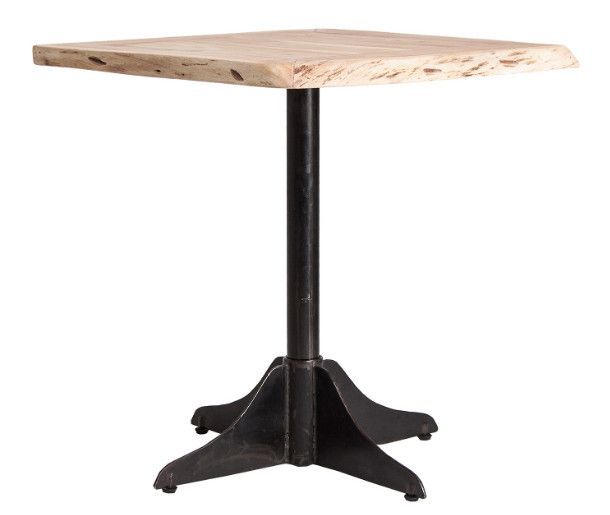 Table de bar carrée acacia massif clair et métal noir Weekin - Photo n°1