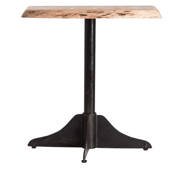 Table de bar carrée acacia massif clair et métal noir Weekin - Photo n°2