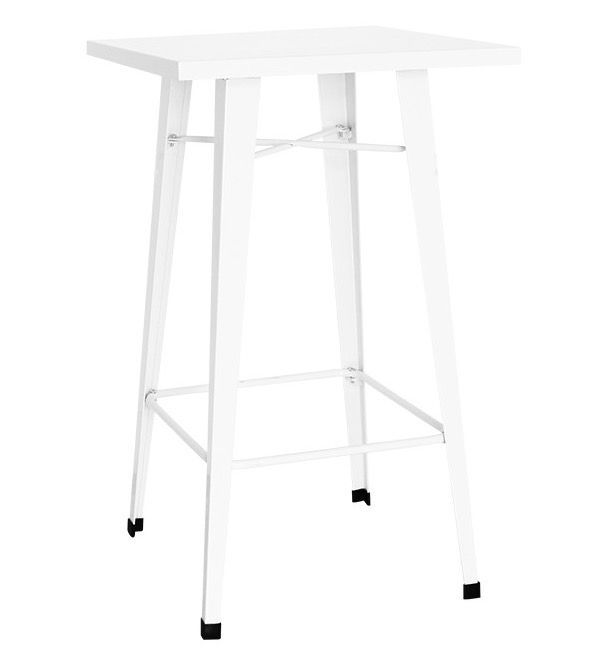 Table haute de bar carrée acier blanc Kontoir 60 cm - Photo n°1