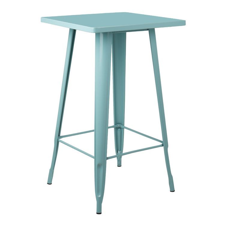 Table de bar carrée acier brillant bleu clair Kontoir 60 cm - Photo n°1