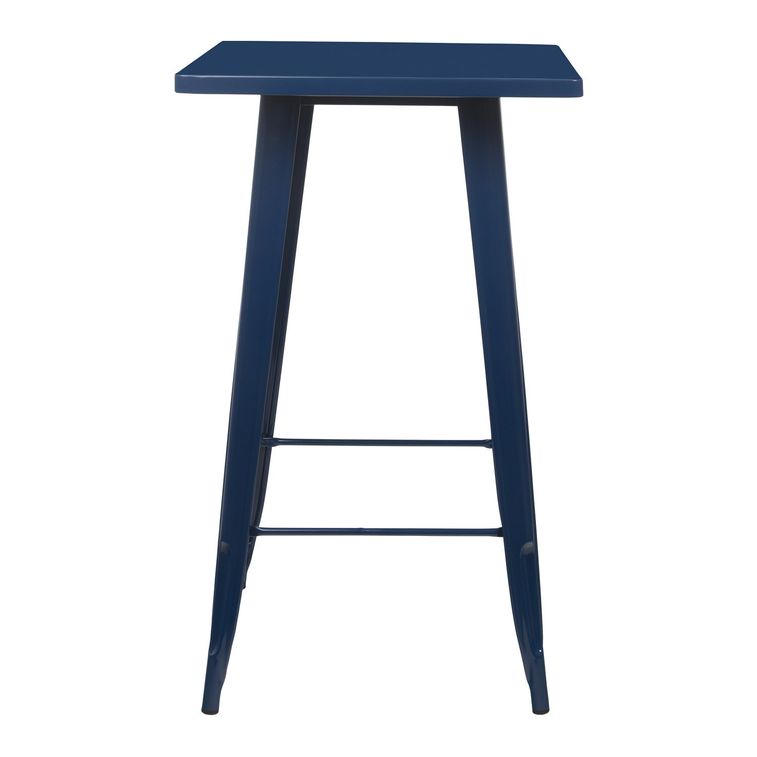 Table de bar carrée acier brillant bleu foncé Kontoir 60 cm - Photo n°2