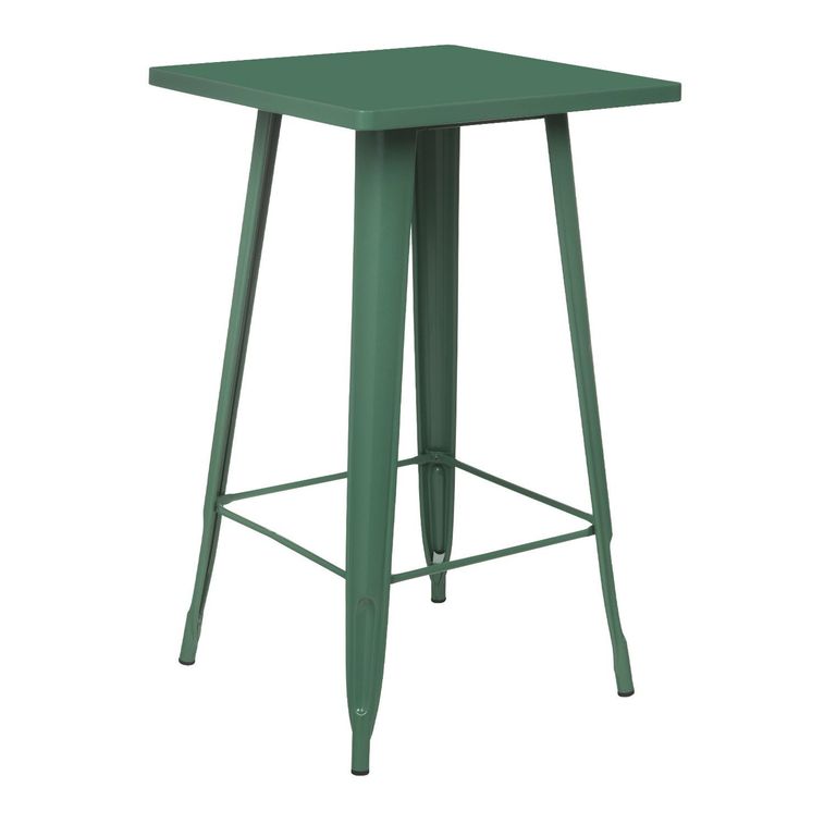 Table de bar carrée acier brillant vert platane Kontoir 60 cm - Photo n°1