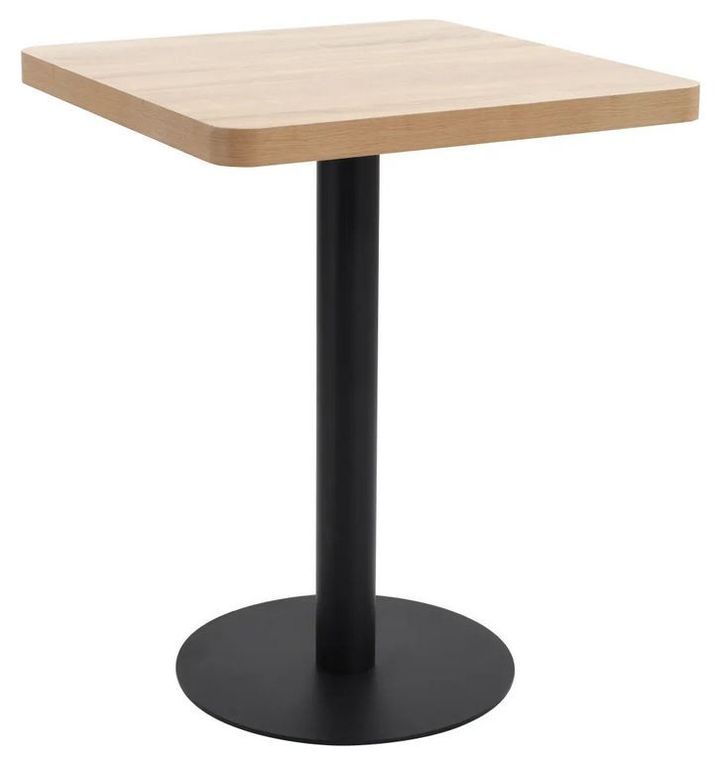 Table de bar carrée bois clair et pied métal noir Kalas 60 cm - Photo n°1