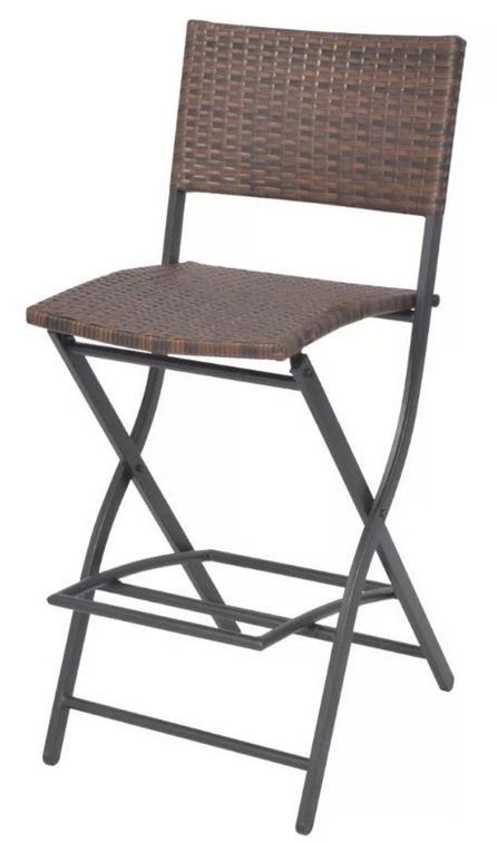 Table de bar carrée et 2 chaises de jardin résine tressée marron Klark - Photo n°6