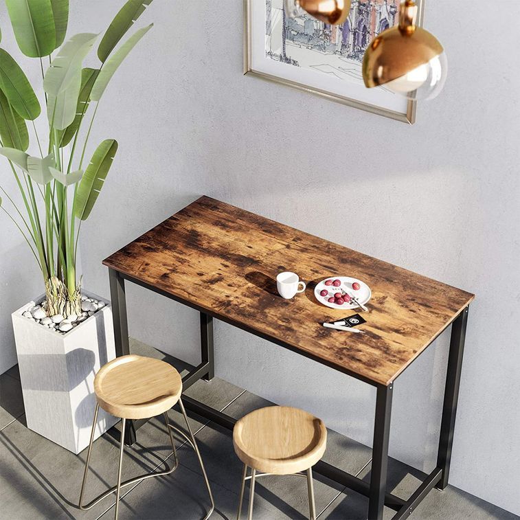 Table de bar industriel bois vintage et acier noir Kaza 120 cm - Photo n°5