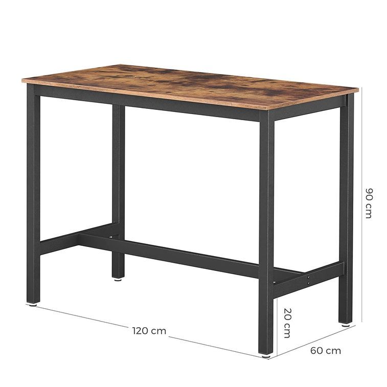 Table de bar industriel bois vintage et acier noir Kaza 120 cm - Photo n°6