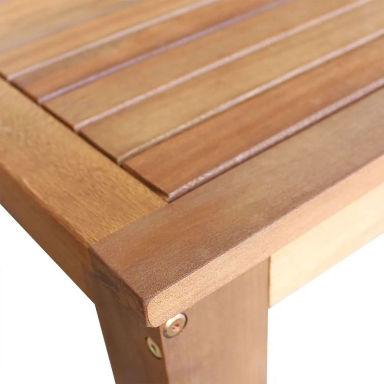Table de bar rectangulaire bois d'acacia massif et 6 tabourets naturel Zeni - Photo n°4