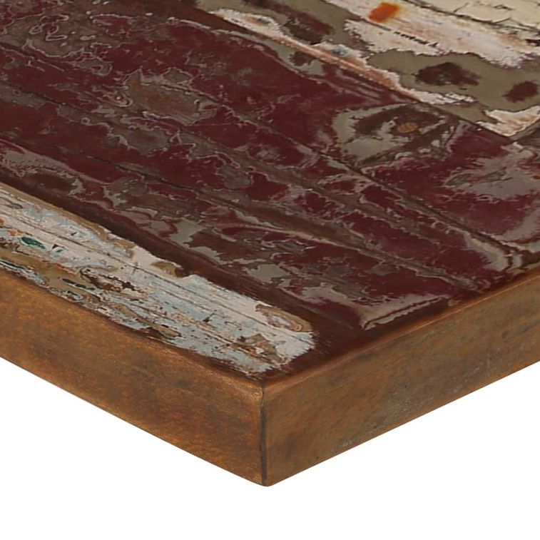 Table de bar rectangulaire bois recyclé massif multi couleurs et 8 tabourets industriel - Photo n°4