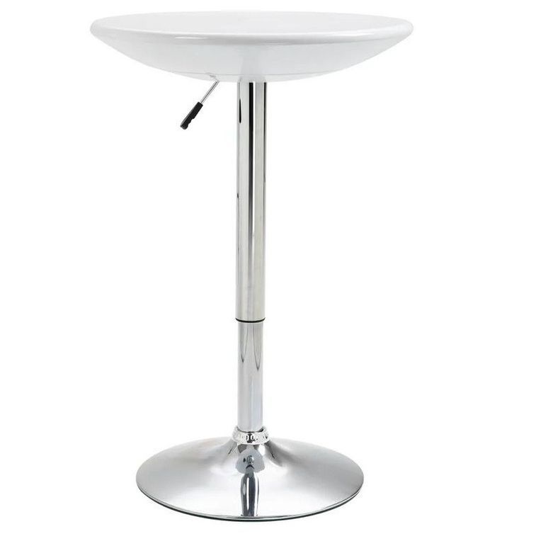 Table de bar réglable plastique blanc et pieds métal chromé Pich - Photo n°1