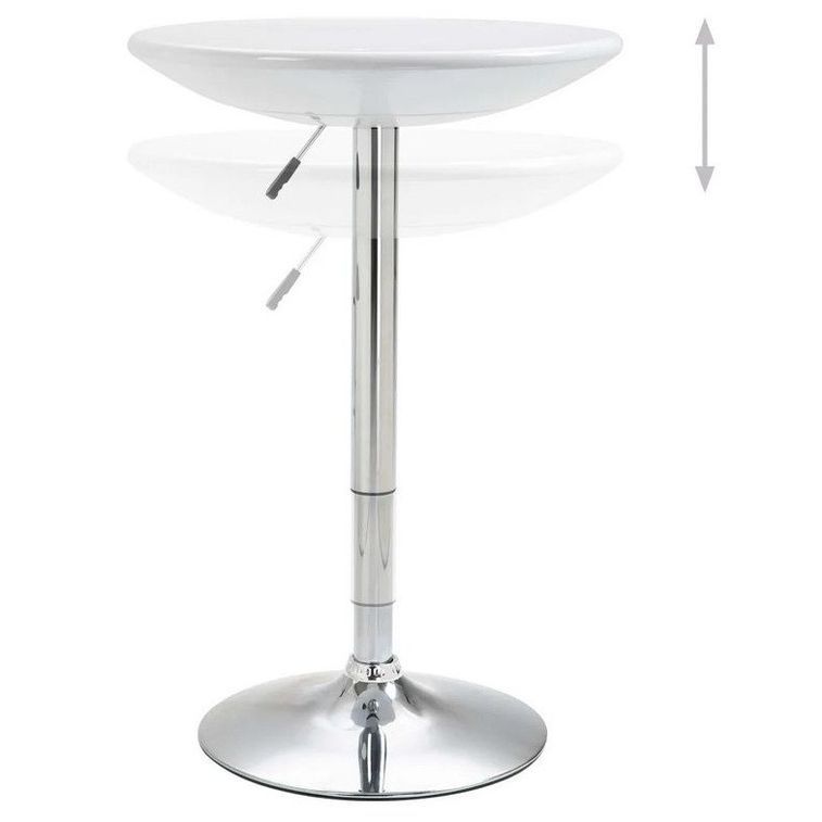 Table de bar réglable plastique blanc et pieds métal chromé Pich - Photo n°2