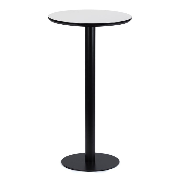 Table de bar ronde bois blanc brillant et acier noir Kofy 60 cm - Photo n°1