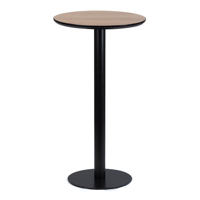 Table de bar ronde bois naturel et acier noir Kofy 60 cm - Photo n°1