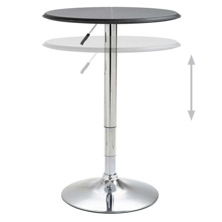 Table de bar ronde PVC noir et pieds métal chromé Otaro D 60 cm - Photo n°2