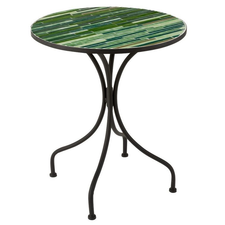 Table de bar verre à mosaïque vert et pieds métal noir Verde - Photo n°1