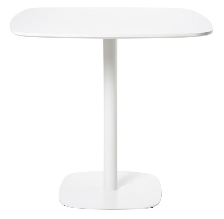 Table de bistrot carré bois noir et pieds acier blanc Mooka 60 cm - Photo n°1