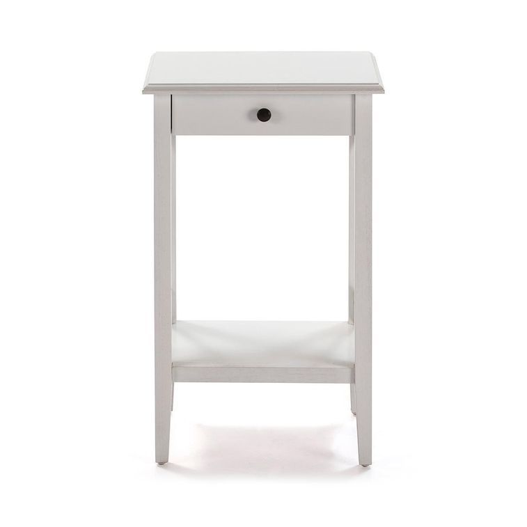 Table de chevet 1 niche 1 tiroir bois massif peint blanc Jina - Photo n°2