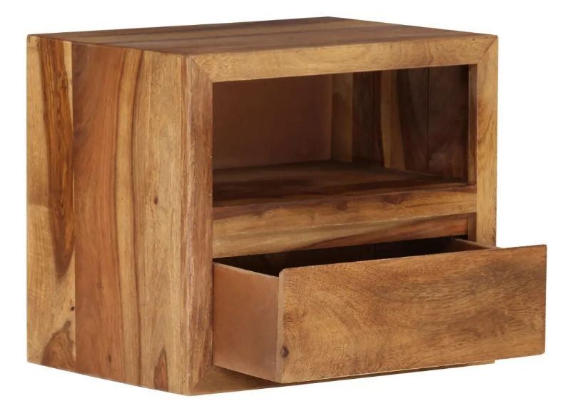 Table de chevet 1 niche et 1 tiroir sesham massif clair Vahina - Photo n°4