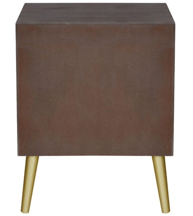 Table de chevet 1 porte bois foncé et métal doré Falya - Photo n°4