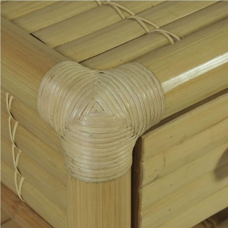 Table de chevet 1 tiroir bambou clair Woay - Photo n°4