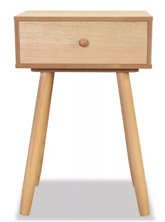 Table de chevet 1 tiroir bois beige et pieds pin massif clair Tonay - Lot de 2 - Photo n°3
