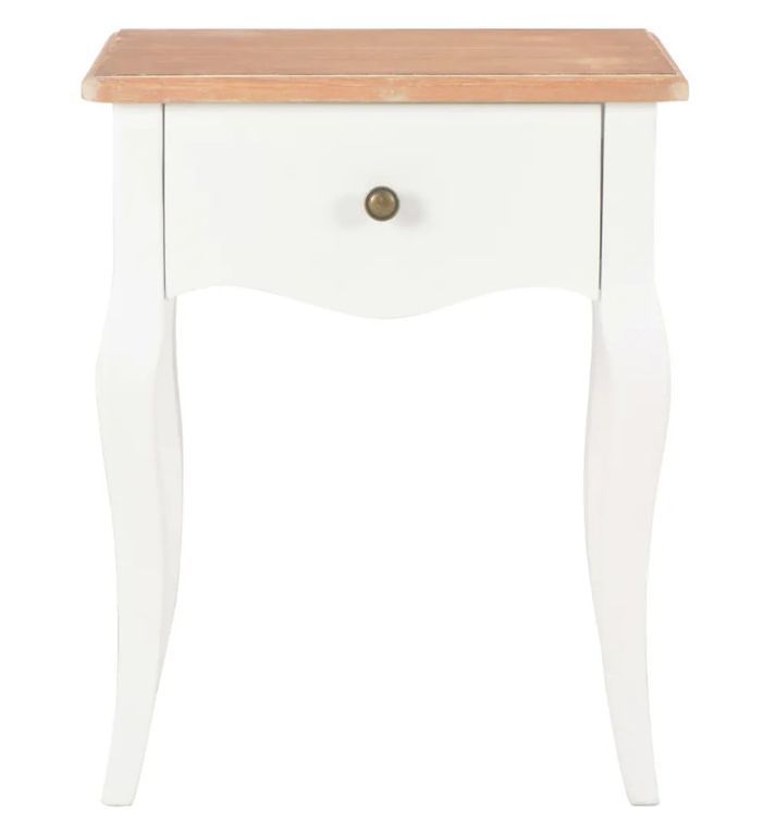 Table de chevet 1 tiroir bois clair pin massif blanc Dean - Photo n°2