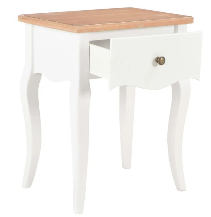 Table de chevet 1 tiroir bois clair pin massif blanc Dean - Photo n°3