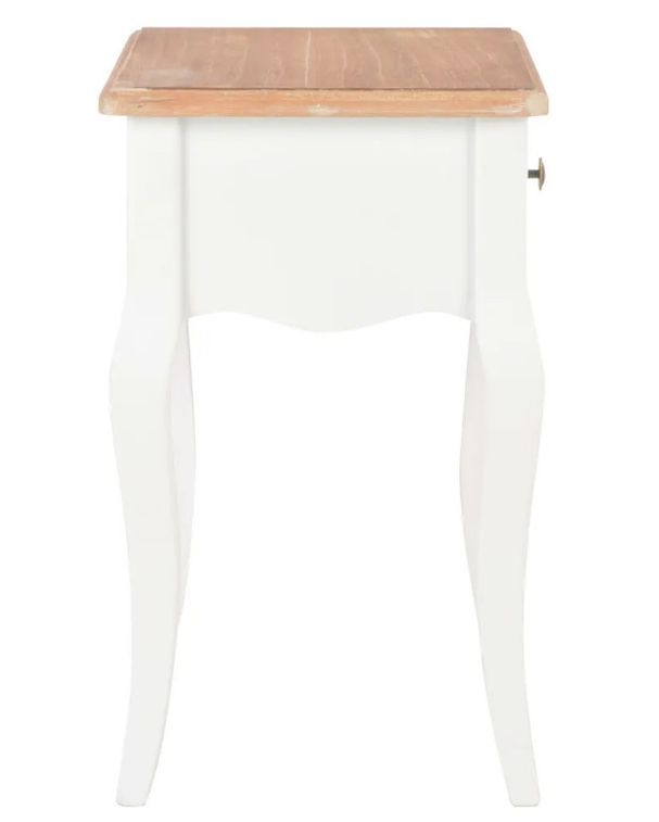 Table de chevet 1 tiroir bois clair pin massif blanc Dean - Photo n°4