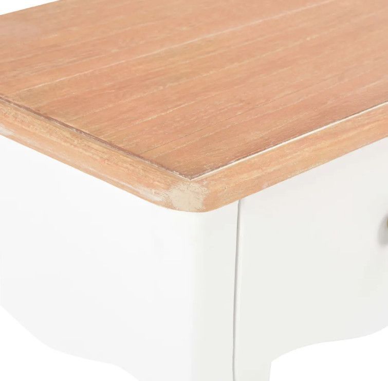 Table de chevet 1 tiroir bois clair pin massif blanc Dean - Photo n°7