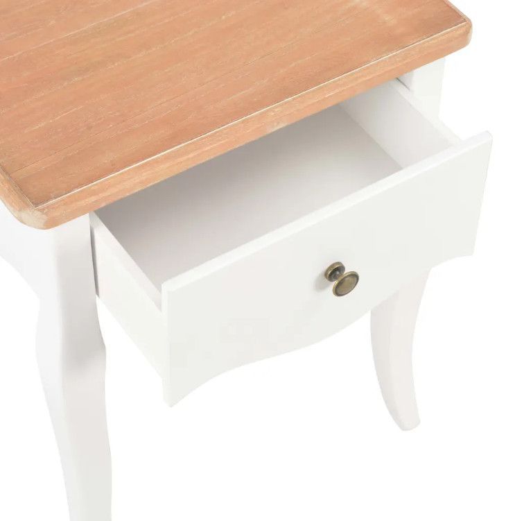Table de chevet 1 tiroir bois clair pin massif blanc Dean - Photo n°8