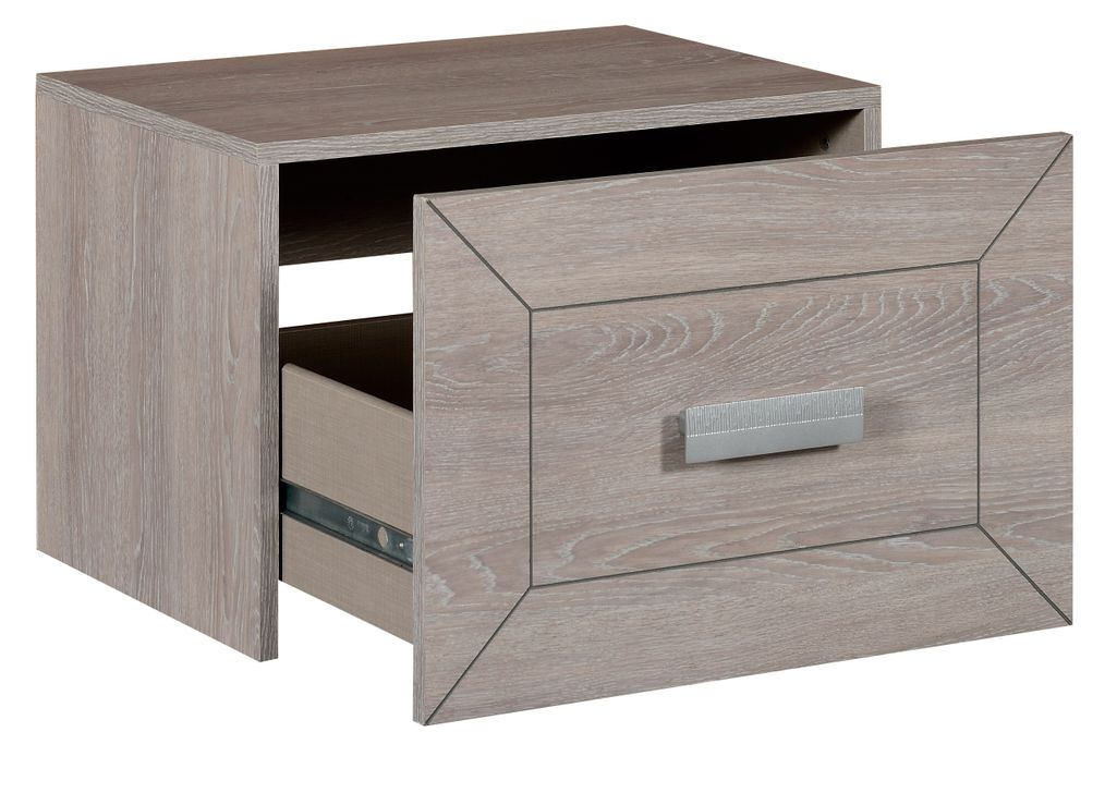 Table de chevet 1 tiroir bois de chêne grisé Lima - Photo n°2