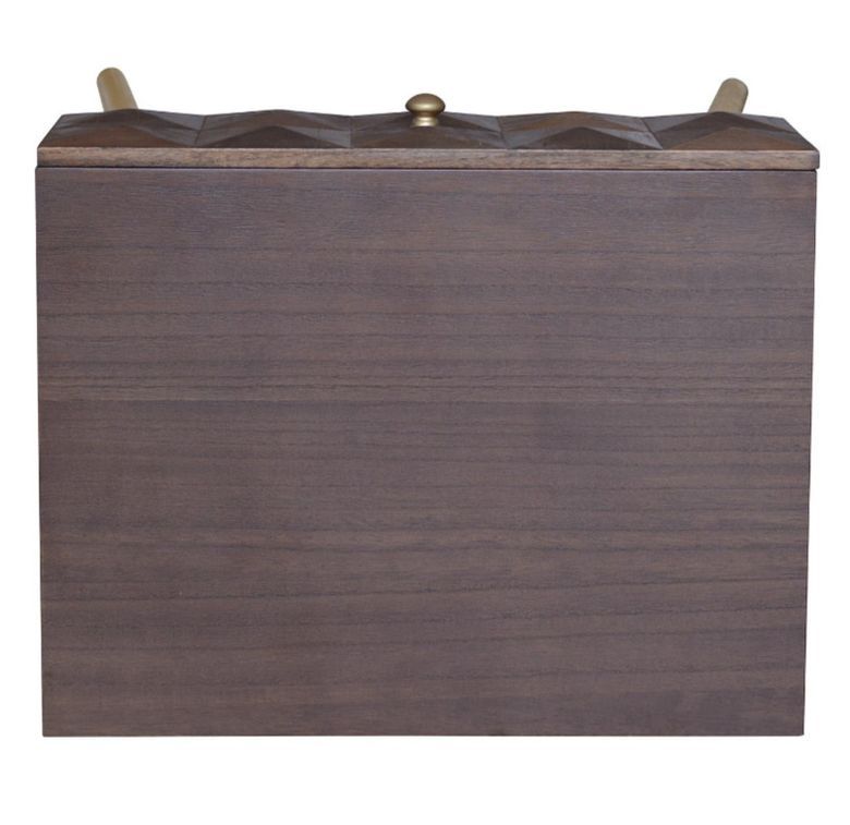 Table de chevet 1 tiroir bois foncé et métal doré Beeba - Photo n°6