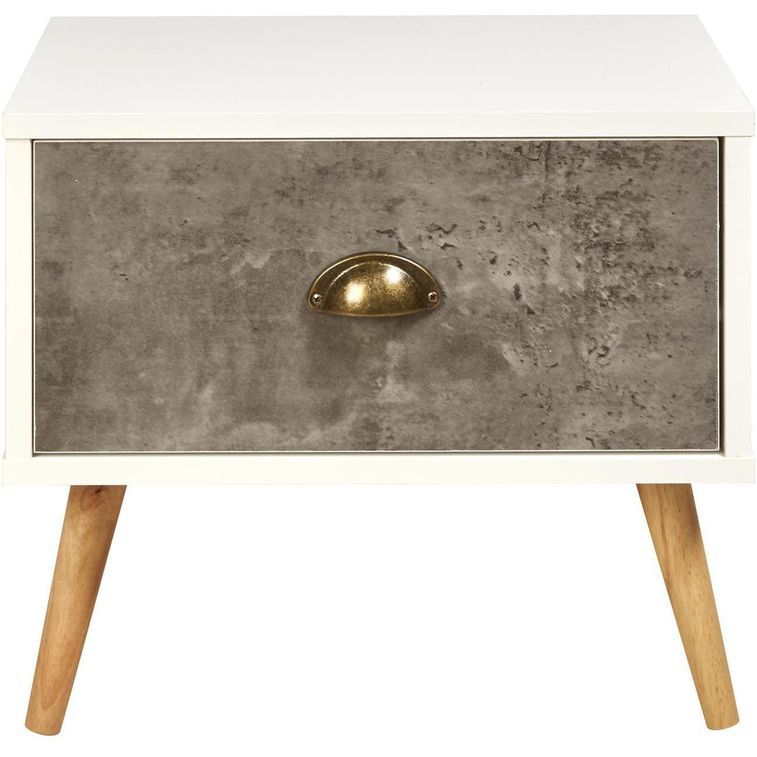 Table de chevet 1 tiroir bois gris et blanc Bocci - Photo n°2