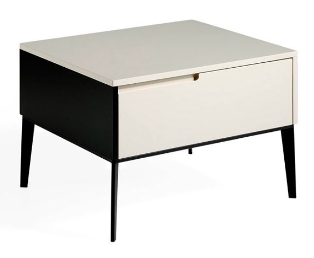 Table de chevet 1 tiroir bois laqué et acier noir Maby - Photo n°1