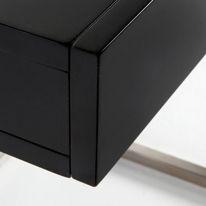Table de chevet 1 tiroir bois laqué noir et métal Luna L 50 cm - Photo n°2