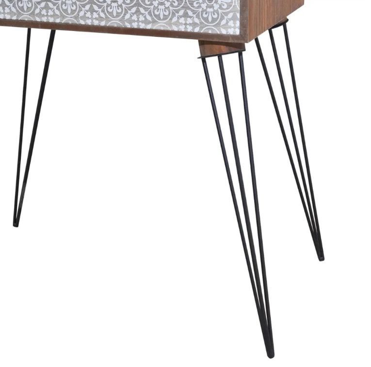 Table de chevet 1 tiroir bois marron et pieds métal noir Chicca - Lot de 2 - Photo n°6