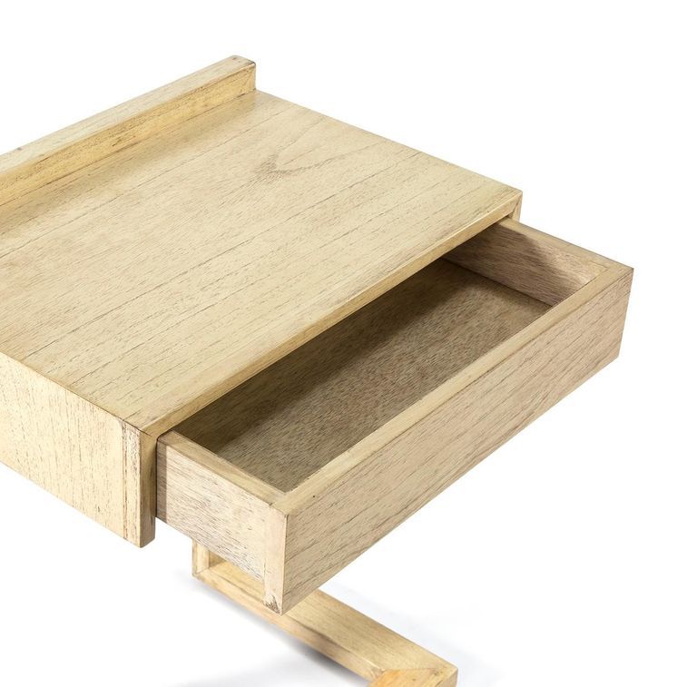 Table de chevet 1 tiroir bois massif cérusé Anie - Photo n°4