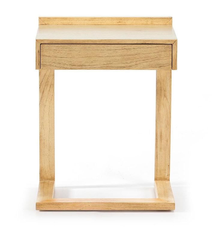 Table de chevet 1 tiroir bois massif cérusé Anie - Photo n°2