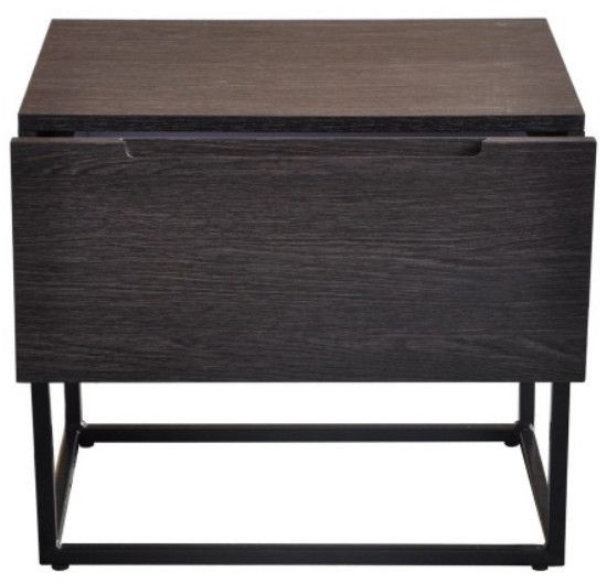 Table de chevet 1 tiroir gris foncé et métal noir Logan - Photo n°3