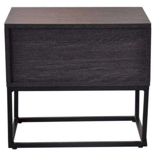 Table de chevet 1 tiroir gris foncé et métal noir Logan - Photo n°6