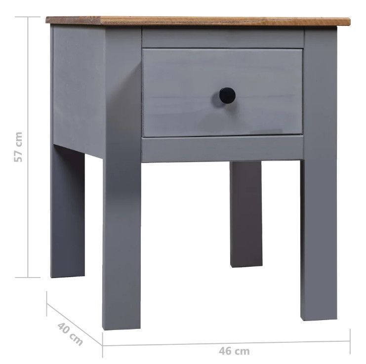 Table de chevet 1 tiroir pin massif gris et clair Iris - Photo n°5