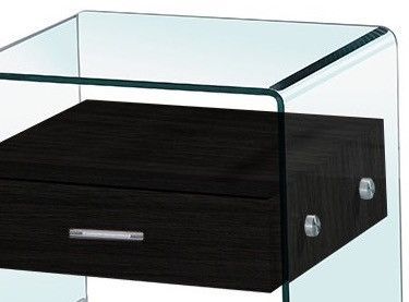 Table de chevet 1 tiroir verre et bois noir Sella - Lot de 2 - Photo n°4