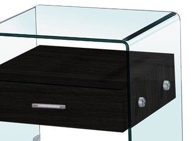 Table de chevet 1 tiroir verre et noir Sella - Photo n°3