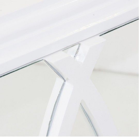 Table de chevet 2 tiroirs mindi massif blanc et miroir Camren - Photo n°2